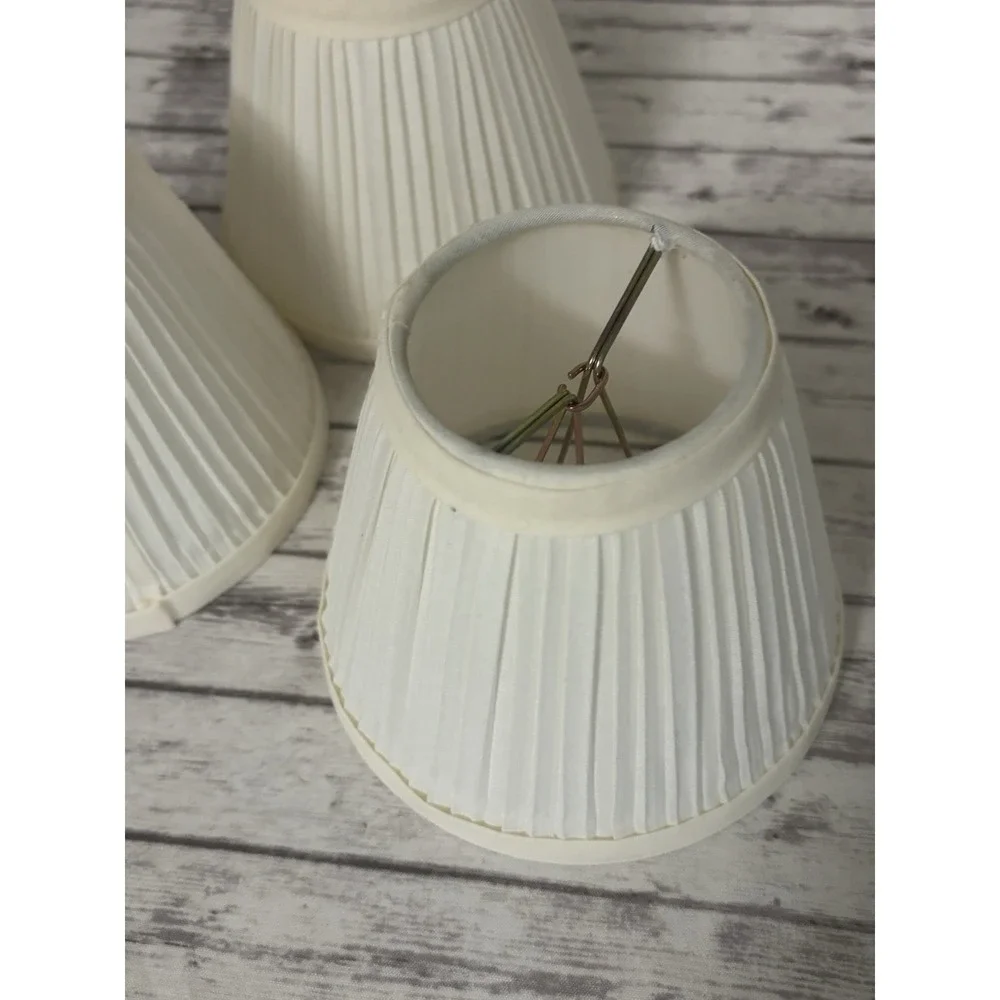 Set of 3 White Pleated Clip-On Chandelier Lamp Shades – Classic Empire Style